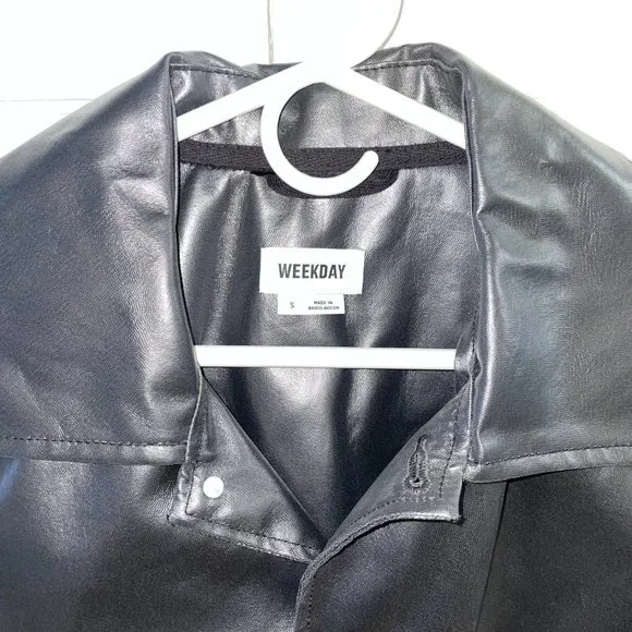 NEW Weekday bryant coated overshirt in black - Picture 6 of 8
